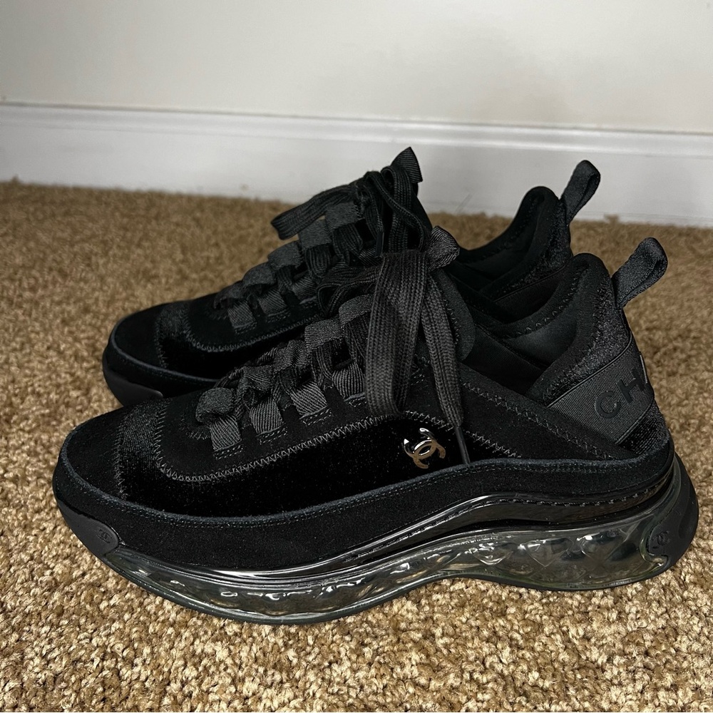 Chanel Suede Calfskin Black Velvet Sneaker